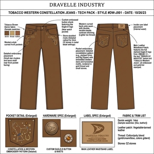 Jeans de Mezclilla de Pierna Recta Dravelle Industry, Color Marrón, Diseño Floral de Cactus Bordado, Estilo Casual de Primavera para Hombre - Product Image 4