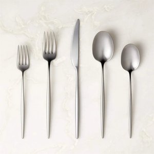 Luxury Silver Stainless Steel Flatware Set with Long <b>Slim</b> Handle Home Wedding Dining <b>Table</b> Food Eating Cutlery Set From India - Product Image 3