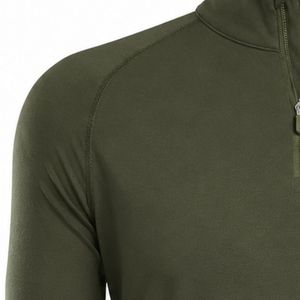 Pull de golf à manches longues vert olive avec fermeture éclair quart de tour pour homme – Haut de performance sportif, tenue d'entraînement en extérieur, vêtement athlétique décontracté - Product Image 6