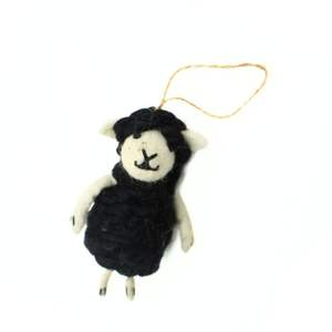 เครื่องประดับทำจากขนแกะสีดำ ขนาด 12 ซม. เป็นมิตรกับสิ่งแวดล้อม ตกแต่งบ้านสไตล์บ้านไร่เล็กๆ ของขวัญคริสต์มาส - Product Image 1