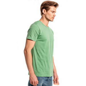 T-shirt à manches courtes col rond pour homme, 100% coton jersey, coupe classique, vert uni, t-shirt décontracté - Product Image 3