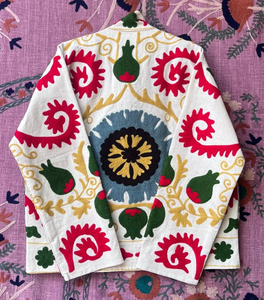 Suzani Embroidered Vintage Woven Floral Windproof Breathable Reversible Eco-Friendly <b>Winter</b> <b>Quilted</b> Jacket Stand 100% Cotton - Product Image 4