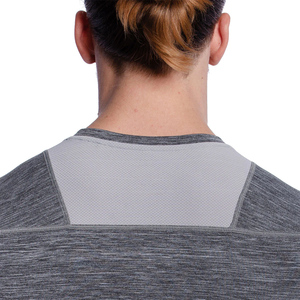 Men Gray Long Sleeve Crew Neck Breathable Compression Shirt Solid Color All Seasons Regular Fit Pullover Rash Guard Seamless - Product Image 5