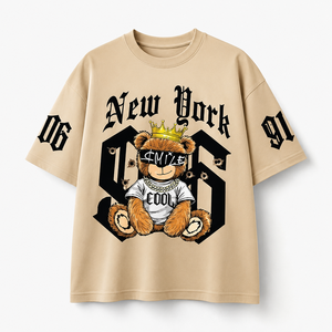 Camiseta de Manga Corta Oversize para Hombre, 100% Algodón Grueso, con Estampado de Dibujos Animados, Estilo Urbano, Cuello Redondo, Ajuste Jersey, Lujo Personalizado - Product Image 1