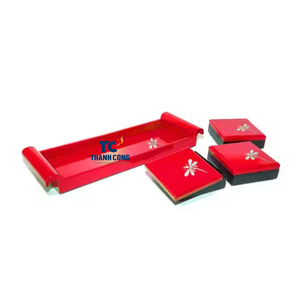 Plateau de service en laque MDF le plus vendu plateau rectangulaire au design branché avec boîte pour la décoration de la maison dans le salon et la salle de bain - Product Image 3