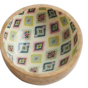 Tazón Redondo de Madera con Diseño Esmaltado Azul y Blanco para Servir Comida en Mesa, Hogar y Cocina de Hotel - Product Image 3