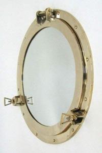 Miroir de hublot en laiton massif, style fenêtre de bateau vintage, rond, pour salle de bain, salon, décoration de maison de style côtier - Product Image 4