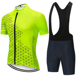Ensemble maillot et cuissard de cyclisme haute visibilité personnalisé, fluorescent, respirant, pour vélo de route, sublimation OEM - Product Image 1