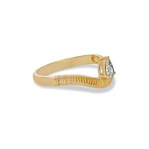 Anillo de Diamantes Solitario en Forma de Pera de 0.50 Quilates, Oro Sólido de 18K, Diamante de Laboratorio, Banda Curva en Forma de V con Textura Acanalada, Joyería Fina de Moda - Product Image 6