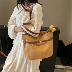 Bolso de Hombro de Paja Vintage para Mujer, con Cierre de Cremallera, Gran Capacidad, para Viaje, Nueva Moda - Product Image 1