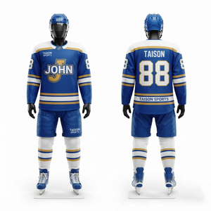 Uniforme de hockey sur glace unisexe, 240g, polyester tricoté de qualité supérieure, logo personnalisé par transfert thermique, respirant, manches courtes, taille plus - Product Image 4