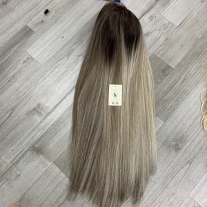 Perruques personnalisées à mèches enracinées et décolorées à cuticules alignées Perruque suisse lisse 5x5 HD en cheveux humains vietnamiens avec lacet - Product Image 2