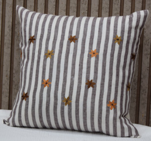Embroidered Floral Striped 100% Pure Linen Cushion Cover Decorative <b>Throw</b> Pillow Cover Home Sofa Cushion Wholesale Manufacturer - Product Image 1