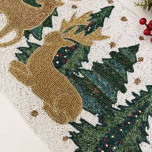 Mantel Individual de Algodón Bordado a Mano con Diseño de Hoja Verde, Base de Hoja de Palma, Forma Rectangular, Decoración para el Hogar - Product Image 6