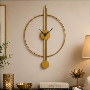 Minimalist Gold Plated Round Wall <b>Clock</b> Quartz Analog Silent Hanging Design for Living Room - Product Image 2