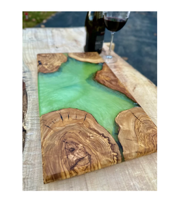 Planche à découper artisanale en résine époxy carrée et en bois pour couper les fruits, les légumes et la viande, planche à découper luxueuse pour ustensiles de cuisine - Product Image 5