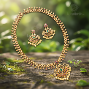 Matte Gold Long Necklace Set-Fashion Jewelry - Product Image 3