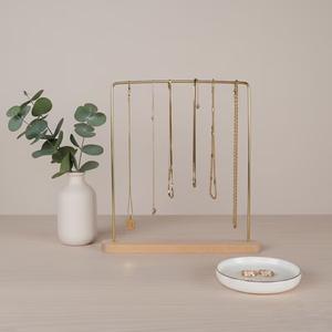 Elegante Organizador de Joyas de Barra Larga con Amplio Espacio para Colgar Collares, Soporte de Exhibición con Base Estable, Almacenamiento Moderno y Minimalista para Tocador - Product Image 1