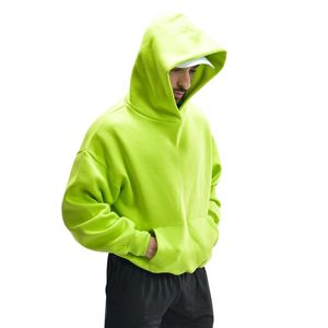 Sweat-shirt à capuche vert néon pour homme, coupe oversize, décontracté, à manches longues, avec poche kangourou, streetwear, fabricant de vêtements personnalisés - Product Image 1