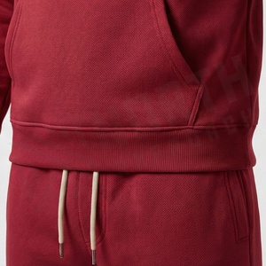 Chándal Rojo con Capucha para Hombre, Manga Larga, Color Sólido, Ropa Deportiva Informal con Bolsillos con Cordón, para Otoño - Product Image 5