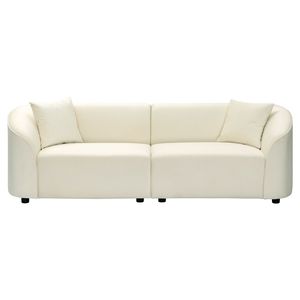 Divano Curvo Contemporaneo da 87 Pollici in Bianco Sporco con Struttura Resistente, Seduta Imbottita Elegante e Design Essenziale per Soggiorno - Product Image 3