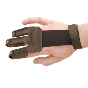 Gant de tir à l'arc professionnel en cuir, protection à trois doigts, équipement de tir à l'arc, accessoire sportif en cuir véritable - Product Image 1