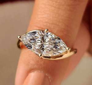 Luxury marquise cut solitaire <b>diamond</b> <b>ring</b> with four prong setting elegant engagement bridal anniversary fine jewelry design - Product Image 5