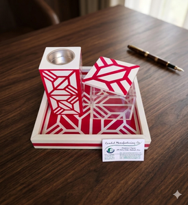 Juego de Bakhoor de madera artesanal con detalles de perlas y resina para el amante interior Madkhan Bandeja de servicio - Product Image 1