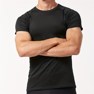 Men's Black Short Sleeve <b>Compression</b> <b>Shirt</b> Quick Dry Polyester Rash Guard for Gym Fitness Training - Product Image 3