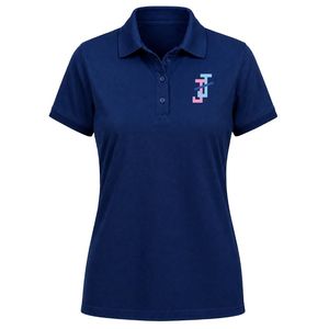 เสื้อโปโลผู้หญิงปักโลโก้ JJ สีน้ำเงินกรมท่า แขนสั้น คอปก ติดกระดุมด้านหน้า ชุดลำลองแบบกำหนดเองสำหรับสโมสรหรือทีม - Product Image 1