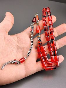 Tasbih musulman en pierre, fait main, écologique, en résine, avec perles d'ambre et turquoise, chapelet de prière, bijou de comptage - Product Image 3