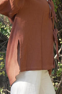 Kimono en gaze de coton fait main, coupe oversize, à nouer devant, style bohème, cache-maillot de plage, vêtements de maternité éthiques et durables, grandes tailles - Product Image 3