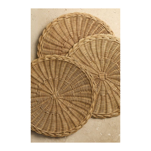 Manteles individuales redondos de ratán tejido al por mayor para mesa de comedor, ecológicos, de yute natural, estilo bohemio, rústico, trenzados. - Product Image 6