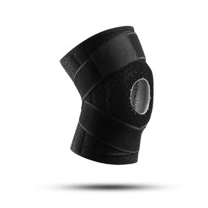 Genouillère de soutien noire avec bordure bleue, respirante en spandex, fermeture auto-agrippante, protection universelle unisexe toutes saisons - Product Image 3
