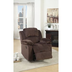 Chocolate Padded Suede Metal <b>Recliner</b> Chair 1pc Motion Rocker Couch for Living Room Furniture - Product Image 1