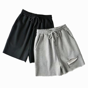 <b>Women</b> Solid Color Knitted <b>Sweat</b> <b>Shorts</b> With Drawstring Waist And Pockets Casual Loose Fit Mid Rise Breathable Fabric - Product Image 4