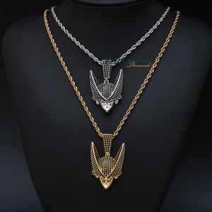 Colgante de Cabeza de Lobo de Plata 925 Chapado en Oro de 18K con Moissanita, Estilo Hiphop, Unisex, para Uso Diario, Amuleto con Temática Animal, Regalo - Product Image 5