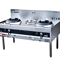 Cuisinière à gaz commerciale XY à deux brûleurs, cuisinière robuste en acier inoxydable à économie d'énergie
