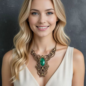 Collar Clásico de Bambú con Macramé Verde, HARI OM CREATIONS, Joyería de Cristal Curativa Hecha a Mano - Product Image 1