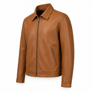 Veste en cuir véritable vintage imperméable de qualité supérieure pour homme, style motard, avec logo frontal, vente en gros - Product Image 4