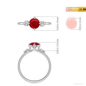 Anillo de Compromiso de Oro Sólido de 14K con Rubí Redondo y Diamantes de Corte Mixto, Joyería Fina Hecha a Mano y Personalizada para Boda - Product Image 4