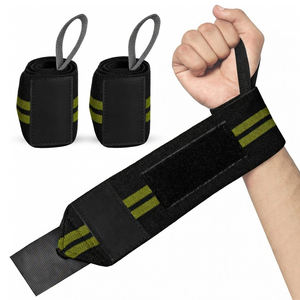 Bandes de poignet élastiques de haute qualité avec boucles pour le pouce, en polyester et nylon, fermeture auto-agrippante pour la musculation, l'haltérophilie et la gym - Product Image 2