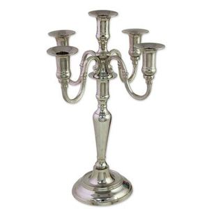 Candélabre en or rose pour décoration de sol, finition brillante, centre de table fait main, porte-bougie à 5 bras, candélabre de luxe - Product Image 3