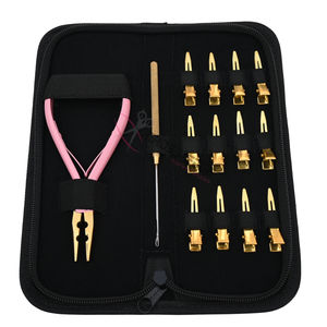 Outils avancés pour extensions de cheveux : Kit de pinces à sertir et à fermer les perles à 2 trous de 5 pouces avec outil à micro-anneaux et pinces de coiffage - Product Image 1