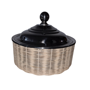 Plato exclusivo para servir alimentos de calidad en plato para servir alimentos de ratán de bambú con tapa de acero inoxidable a baja velocidad - Product Image 1