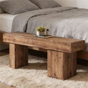 Farmhouse-Style Solid Wood Entrance <b>Benches</b> <b>Indoor</b> Bed End Chairs for Living Rooms and Bedrooms - Product Image 2