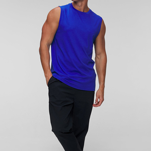 Wholesale Solid Color Men's Tank <b>Top</b> Customized Logo & Pattern Breathable Casual Fitness Wear Polyester/cotton Tank <b>Top</b> For Men - Product Image 5