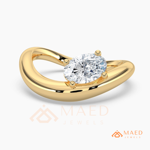 Moissanite <b>Open</b> Curve <b>Ring</b> for Women Gold Tone Engagement Anniversary Jewelry Elegant Daily Wear Style - Product Image 5