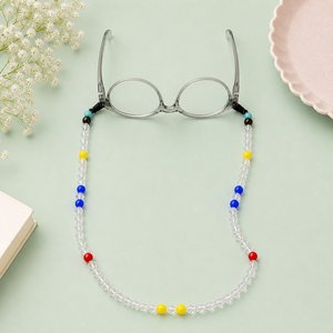 Chaîne de lunettes fantaisie à motif floral avec perles de cristal et accents colorés, sangle de cou souple antidérapante de 70 cm pour femme - Product Image 3