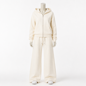 Custom Women's Oversized Zip Up Hoodie Wide Leg Sweatpants Lounge <b>Set</b> Premium Fleece Tracksuit OEM ODM Private Label - Product Image 4